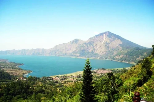 view of Mount Batur from Ulun Danu Batur Temple